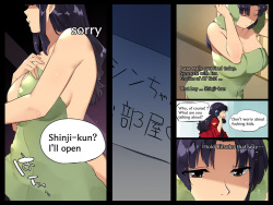 Misato trying to entangle Shinji | Shinji-kun o Rouraku Shiyou to Suru Misato-san